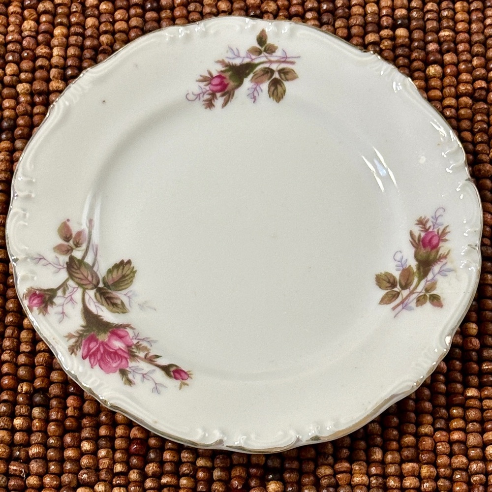 Vintage Fine China Moss Rose Bread & Butter Plate / Saucer Japan Floral HTF Rare